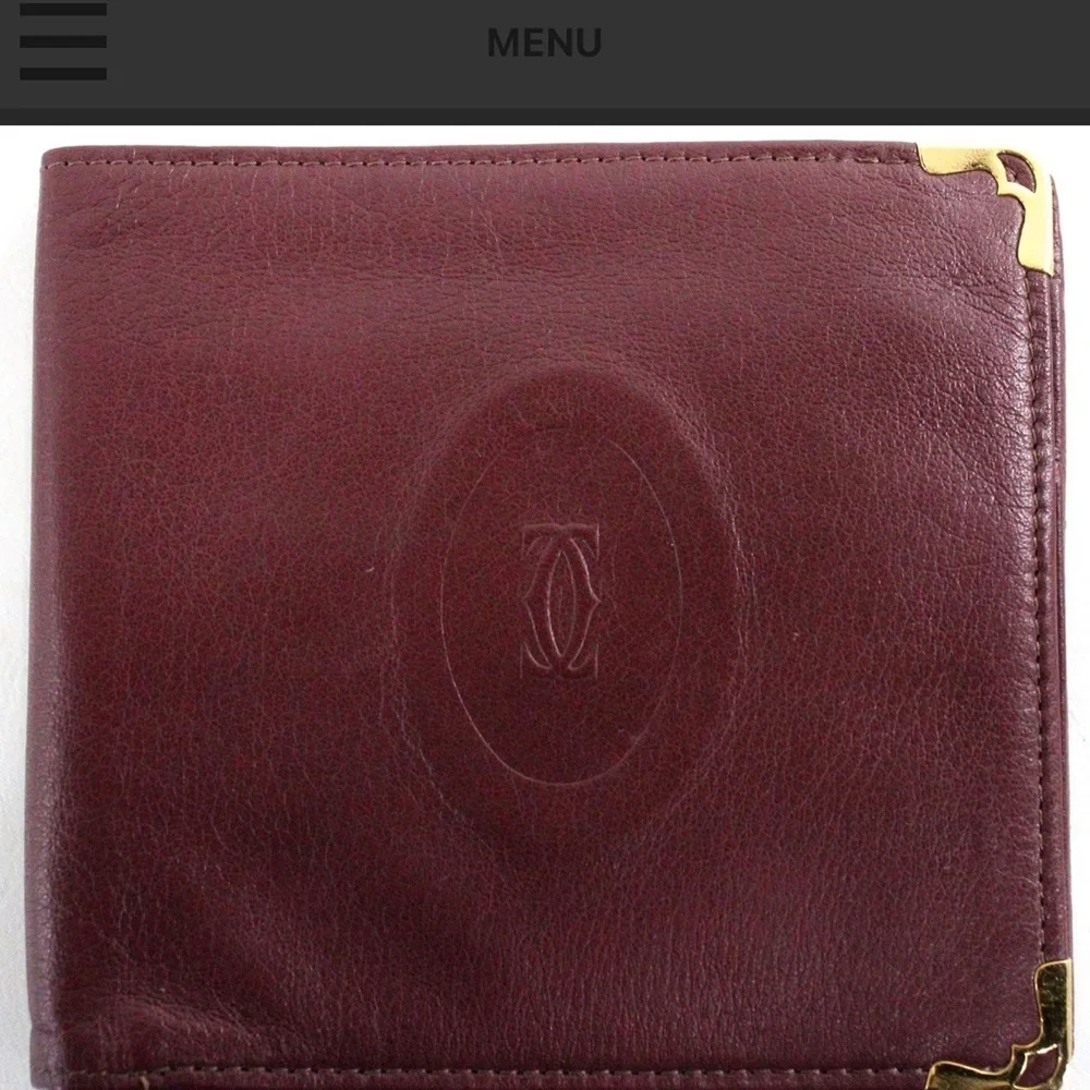 Authentic Cartier de Cartier Paris Bifold Wallet in Burgundy